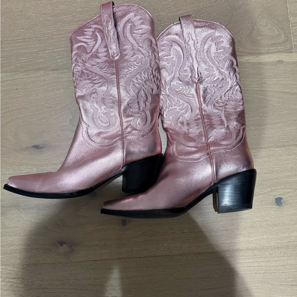 Jeffrey Campbell Shoes - Jeffrey Campbell Metallic Rose Pink Western Boots